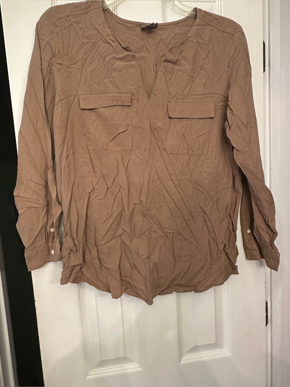 J. Jill Petite Brown Button-Front Blouse